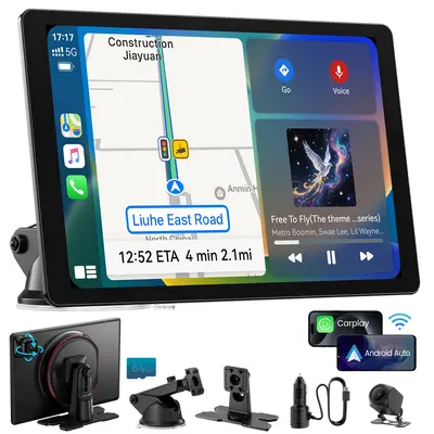 【DealsForYouDays】IIWEY iK11 11inch Extra Large Wireless Apple CarPlay Screen for Car – Ultra-Slim 0.16 Inch Touchscreen Car Stereo with Android Auto, 4K Dash Cam, 1080p Backup Camera, GPS, Mirror Link, Voice Control， FREE 64GB Memory Card