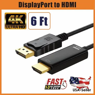 Aluminium Alloy DisplayPort (DP) to HDMI Cable Adapter with Protection, 1080P 60Hz Audio Video Accessory for Computer, VR Devices, TV Connection