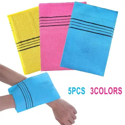 5Pcs Korean Exfoliating Shower Scrub Glove - Coarse Grain, Portable Exfoliating Mitt, Exfoliant Scrubber Glove for Adults, Camping & Hiking Bath Wash Cloth