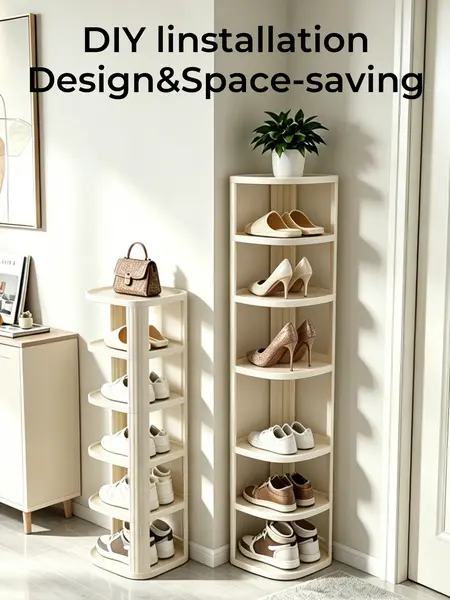 UFORU Corner Shoe Rack Stackable Shoe Rack Organizer for Entryway Closet Corner, Free Standing Shoe Rack Shelf, Saving, Curved, Off White#SummerWins#DFYD