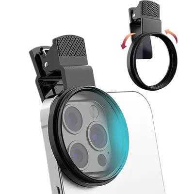 Portable 52MM Circular Polarizer (CPL) Camera Lens Clip Kit, Durable Tech Accessories for iPhone 16-15-14-13 Mobile Smartphones & Professional Camera Lenses – Camping Hiking Hammock Companion