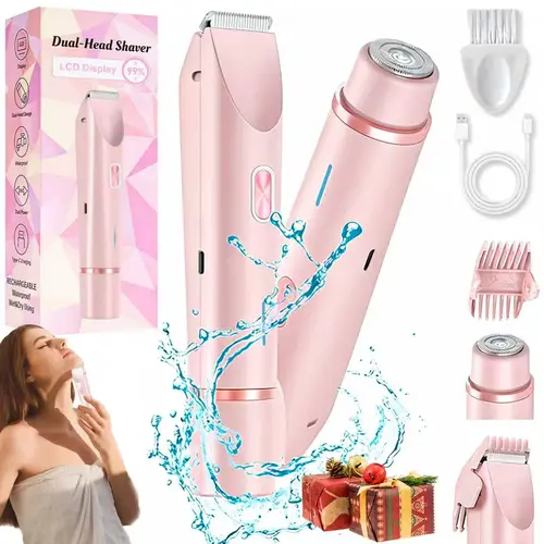 DEBARK Women's 2-in-1 Cordless Electric Shaver & Trimmer, Ceramic-Titanium Blades, 10000RPM, IPX7 Waterproof, USB Rechargeable, Lightweight Removable Portable, Self Care Products, Gifts for Women, Beauty Products for Gym Bikini & Facial Hair Removal