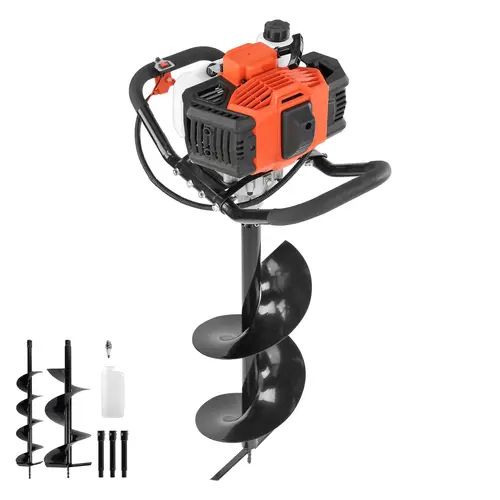 【DealsForYouDays】VEVOR Gas Powered Post Hole Digger,52cc Post Hole Auger with 6" & 10" Bits3 Extension Rods1450W Heavy-Duty Earth Auger for Fence PostsDeck / Pergola PostsPlant / Tree PlantingEPA Listed, Tool Kit,father'sdaygifts, Work Tools
