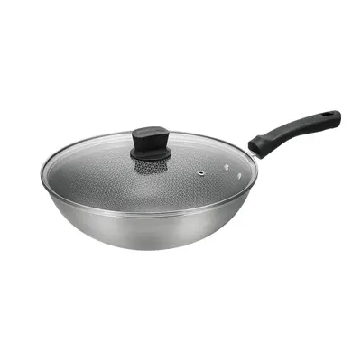 SUPOR 32cm Wok Pan, Non-stick Stainless Steel Stir Fry Pan for Home Kitchen Cooking, CC32JA19