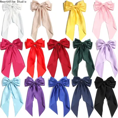 Women's Korean-Style Rose Bow Hair Clip - Cute Sweet Silk Ribbon Barrette, Sports & Outdoor Hair Accessory for Ponytails, Side Styling