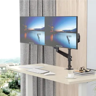 Rosewill Dual Monitor Mount, 15 -32 Inch Monitor Mount 2 Monitors, Ergonomic Height Adjustable Screen Mount 2 Monitors Tilt/Swivel/Rotate/Weight Max 19.8 LBS/VESA 75/100 mm