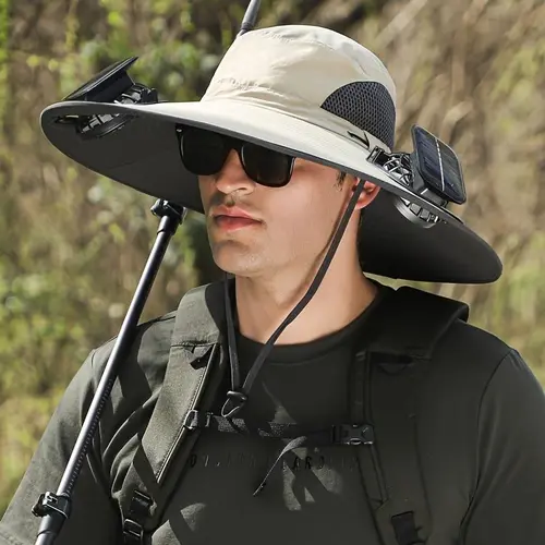 2026 New Solar Fan Outdoor Fishing Hat-Solar Sun Protection Sun Hat with Fan Solar Fan Hat Dual Power Supply Fan Outdoor Fan,summerwins