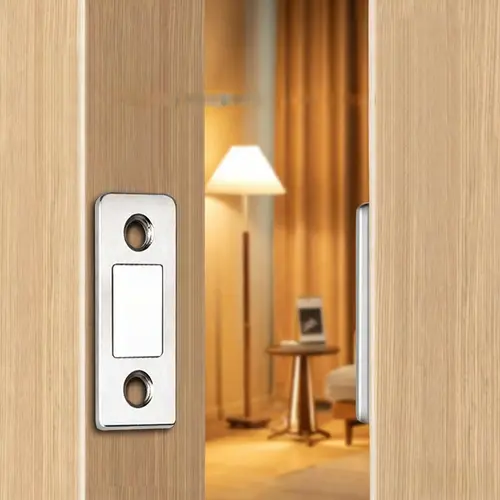 Stainless Steel Heavy-Duty Metal Magnetic Lock Catch, 0.11 in Thick, Corrosion-Resistant, No Drilling/Punching, Strong Adhesive, Silent Close, Easy to Use, Versatile for Cabinets, Drawers