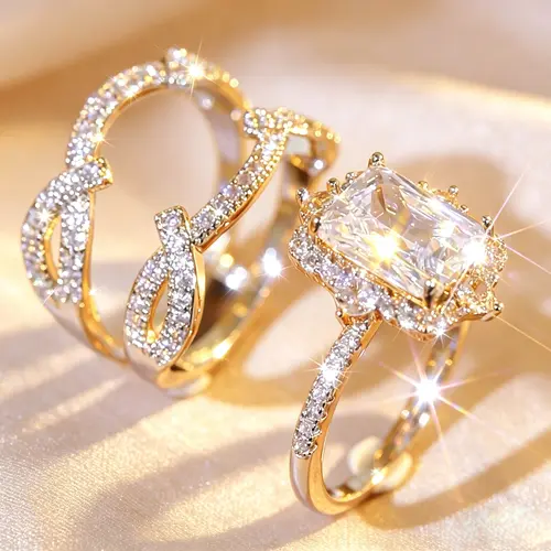 Luxury Bridal Stacking Ring Set Everyone Obsessed With Anniversary Gifts Daily Casual Engagement Jewelry Bridal Ring Set