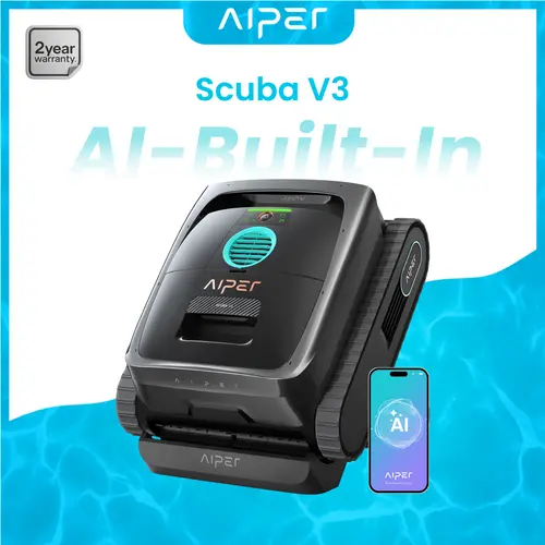 Aiper Scuba V3 Robotic Pool Cleaner, Wall & Waterline Cleaning, Cordless Pool Robot