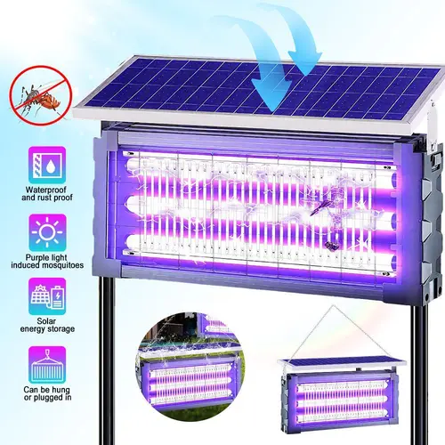 【DealsForYouDays】Solar Mosquito Killer Lamp Outdoor – 20W High-Power Waterproof Insect Zapper with 3 Tubes, Dual Charging, 6000mAh Battery for Garden, Yard, Farm, Patio,summerwins