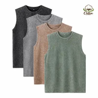1/4 Pack Men's Oversized Tshirts Sports Vintage Heavy Cotton Tshirt Washed Loose Fit Athletic Tee Sleeveless Vest Menswear Tops shirts
