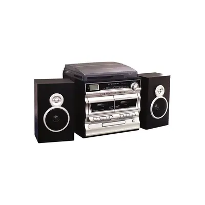Trexonic 3-Speed Turntable With Bluetooth, Cassette and Wire Shelf Speakers