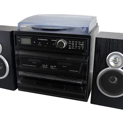 Trexonic TRX-811BS 3-Speed Turntable With CD Player, Dual Cassette Player