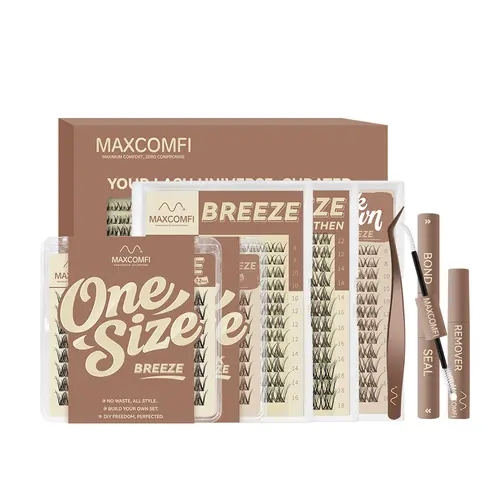 MaxComfi Spider Cluster Lash Extensions Kit - DD Curl Lash Clusters, Smudge-Proof Waterproof, Super Soft Thin Band, Beginner-Friendly DIY Design for Natural Daily Glowup & Voluminous Makeup Look, Cluster Lashes Kit