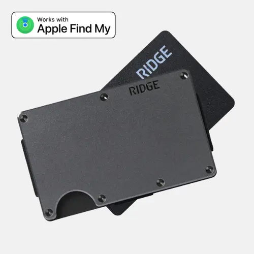 Ridge Wallet 2.0 + Tracker Card Bundle | RFID Blocking Slim Metal Wallet | Apple FindMy Compatible | Never Lose Your Wallet | Minimalist EDC Set | Aluminum | Best Gift Idea