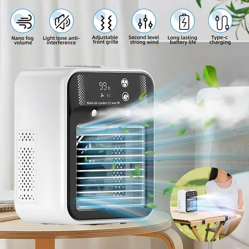 【SUMMER SALE】 Mini Air Cooler Fan Portable Air Conditioner Cooling Fan With 2 Speed Cool Mist & Speeds for Room Office Camping Car