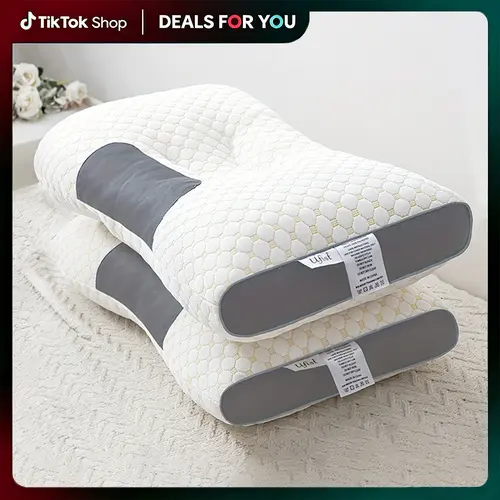 【Weekly Deals】UFIST 2-Pack Ergonomic Neck Low Pillows -Breathable Fabric for Cervical Support, Promotes DeepSleep & Pressure Relief, Ideal for Back and Side Sleeping Positions