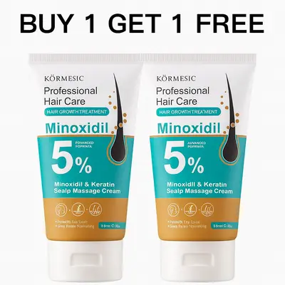[BUY 1 GET 1 FREE]KÖRMESIC 5% Minoxidil Hair Growth Scalp Massage Cream with Keratin & Ginger for Men Women Prevents Loss Repairs Follicles Promotes Fast Regrowth Strengthens Roots Buy 1 Get 1 Free#SummerVibes