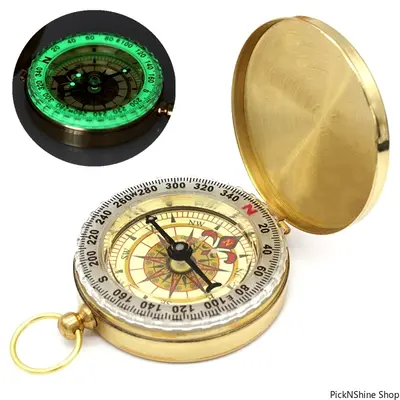 Brass Golden Pocket Compass - Portable High-Precision Navigation Tool, Mini Lightweight Camping Tools for Hiking & Outdoor Activities
