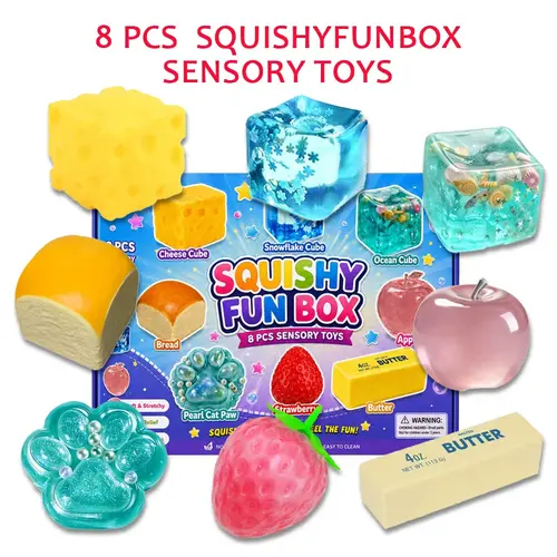 8-Piece Cute Animal Squishy Gift Pack, Malt Sugar Slow-Rebound Fidget, Assorted Sensory Stress Relief Bundle, Perfect Party Favor & Holiday Present