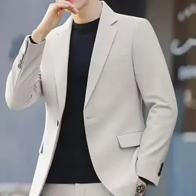 2026 Men's Casual Blazer Korean Style Trendy Slim Fit Single Piece Spring Autumn Suit Business Formal Wear Men's Fashion