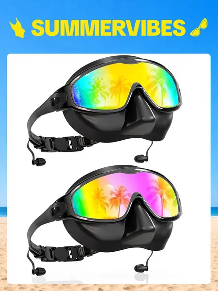 Aegend Silicone Pool Goggles with Nose Cover for Adults, 2-Pack Wide View Anti-Fog UV-Protective No Leak Pool-Style/Outdoor Swimming Goggles for Men & Women,summerwins,bathingsuitwomenset