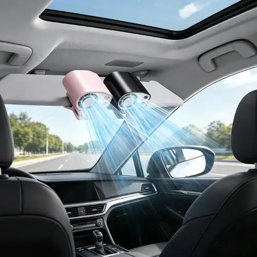 【Summer Survivals】JOYTUTUS 2026 Semiconductor Cooling Car Clip On Fan with LED Display - 360° Rotation, 100 Speeds Adjustable, USB Rechargeable Personal Cooling Fan, 16℃ Semi-Cooling Wide Clamp 20Hr Battery 3000mAh Battery