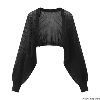 Women's French Ice Silk Knitting Sun-Proof 5-Piece Outfits Set - Basic Casual Long-Sleeve Women's Clothes Including Thin Summer Jacket, Waistcoat, Suspender Skirt, Shawl, Tops for Daily Wear