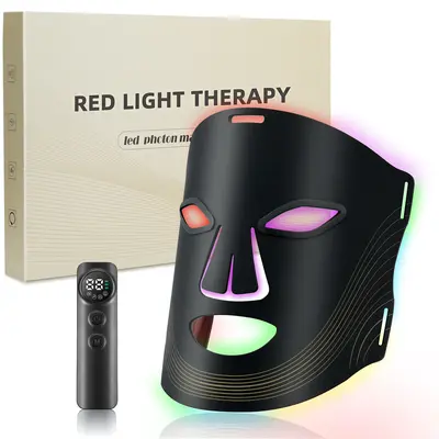 Cotsoco Red Light Therapy Mask, 7 Color LED Facial Mask with 3 Brightness Level, Rechargeable LED Light Face Mask for Skincare, Facial Beauty Instrument, Gift for Women Men