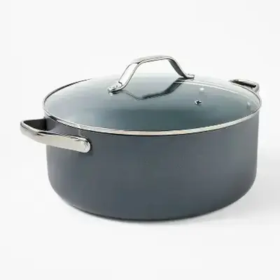 12" 2pc Aluminum Ceramic Wide Stock Pan Dark Gray - Figmint