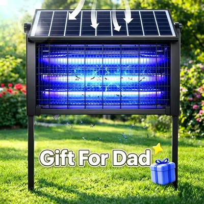 【DealsForYouDays】Solar-Powered Waterproof Electric Bug Zapper, Smart Light Sensor Rechargeable Mosquito & Fly Trap for Patio, Backyard, Camping—Effective for zapping bugs with zapper (Indoor & Outdoor Use)