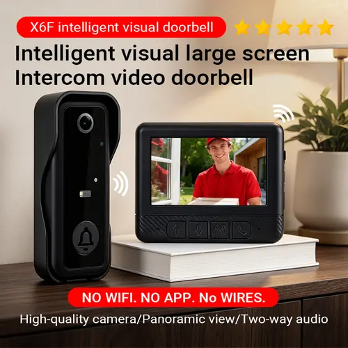 Wireless Video Doorbell Camera with Screen, No WiFi or App Needed, Night Vision, Two-Way Audio, Motion Detection, Battery Powered, Easy Installation, No Subscription, Summervibes