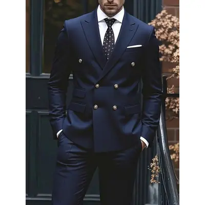 Men'S Formal Suit Two-Piece Set, Single Button Blazer and Pants, Suitable for Interviews, Business Professional Occasions, and Daily Casual Parties