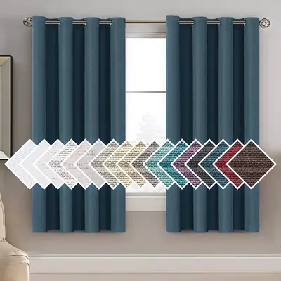 H.Versailtex 1 Panel Linen Blackout Thermal Insulated Grommet Curtain Heather Navy 52“W x 63"L