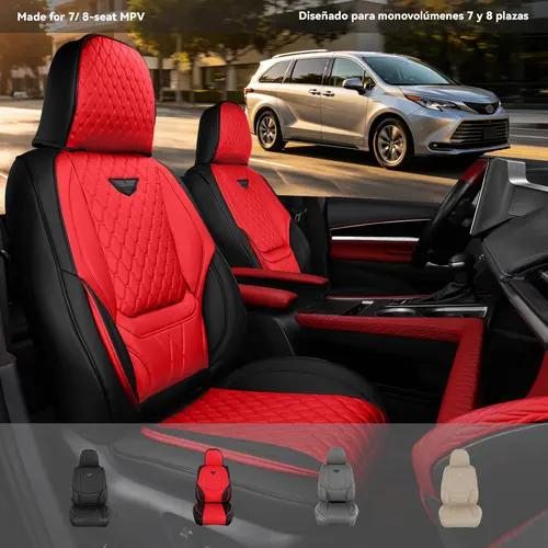 EKR Deluxe 7/8-Seat Car Seat Covers - Universal Fit for SUVs, Minivans, MPVs, Highlander, Pilot, Sienna, 4Runner, Santa Fe, Chevrolet Suburban, Waterproof, Wear-Resistant Full-Coverage Car Interior Upgrade Protectors with 2-Year Warranty