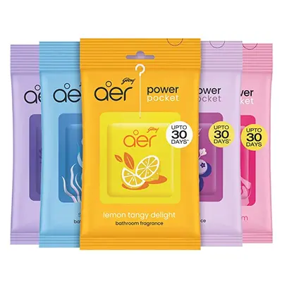 2 Pack Bundle | Godrej Aer Power Pocket, Hanging Air Freshener, Assorted Pack of 5