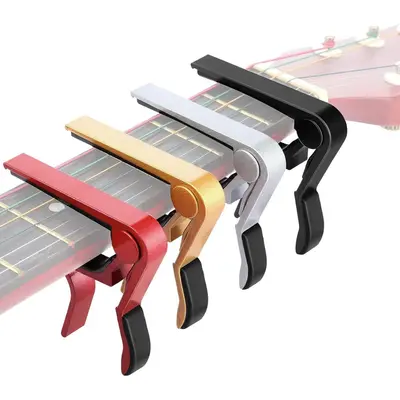 4 Pcs Guitar Capos Clamps Aluminum Metal Universal, for Classical Electric Acoustic Guitar 6 Strings, Bass, Banjo, Violin, Ukulele, Black Red Silver Gold
