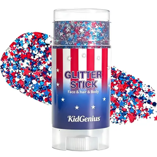 KIDGENIUS Glitter Stick Cosmetic Shimmer – Gentle Smooth Face Hair Body Glitter Makeup Stick, Waterproof Long Lasting Highlighter Glitter Gel for Kids Party, Cosplay, Daily DIY Art, All Skin Types