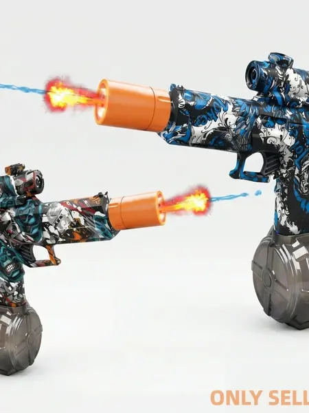 Graffiti Electric LED Water Blaster, Full Auto Continuous Fire Squirt Gun with Transparent Drum Magazine, Long Range Shooting Toy for Kids Boys Girls, Summer Outdoor Water Battle Game