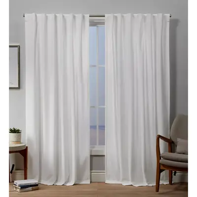 Set of 2 (96"x54") Velvet Back Tab Light Filtering Window Curtain Panels White - Exclusive Home