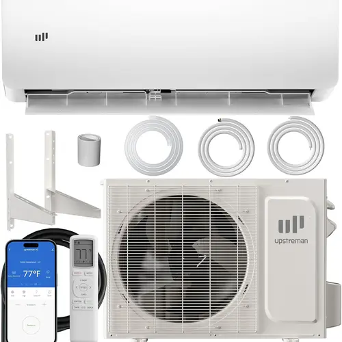 Upstreman Smart Inverter AC, 12000 BTU 115V Ductless Mini Split Air Conditioner-Heating System, 20 SEER2 Energy Efficient, App Control, Covers Up to 750 Sq. Ft, Includes Mounting Brackets (I12-115W)