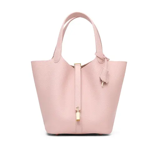 SADI solid-color handbag includes a small storage pouch; women’s real cowhide leather fashionable classic picnic basket suitable for everyday use; unique large water bucket bag with high water resistance and a 22 cm capacity.genuine leather mom bag