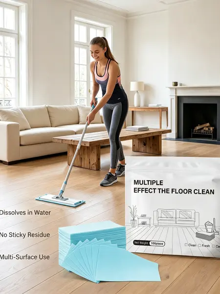 Floor Cleaning Sheets, Multi-Surface Antibacterial Cleaner for Hardwood, Laminate & Tile Floors, RV Wall Maintenance with Deodorization