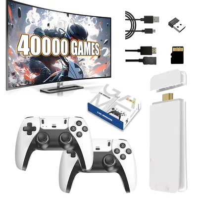 40,000+ retro games, supports 4K HD output, comes with a 128GB TF card and two wireless controllers. M15 Plus Retro Gaming Console. Plug-and-play HDMI connection. game stick retro emulator summerwins