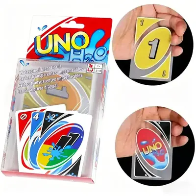 Card Games - Waterproof Clear UNO Plastic Playing Cards - for Swimming Pool, Beach Party, Camping & Travel - Fun Summer Gift for Family, Kids & Friends - 1 Deck Classic Set