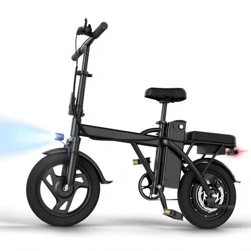 【Electric Bike】    Electric Bike | 750W Peak Power | Top Speed 22 MPH | 14" Pneumatic Tires | 22–40 Mile Range | Dual Seat | Single Brake Lever | Height Adjustable Seat【X14】