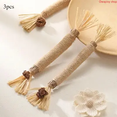 3pcs Natural Silvervine Cat Chew Sticks, Matatabi Kitty Teeth Cleaning Toys, Healthy Catnip Alternative, Edible Premium Cat Treats, Interactive Chew Toys for Kittens & Adult Cats to Relieve Stress and Maintain Oral Health