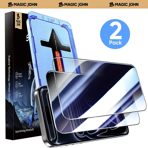 New-MAGIC JOHN 2-Pack Screen Protector for iPhone, Samsung, and Google–Crystal Clear, Scratch-Resistant, Ultra-Smooth Touch, Privacy Protection, Circular Polarized Eye Protection, Easy Installation summerwins