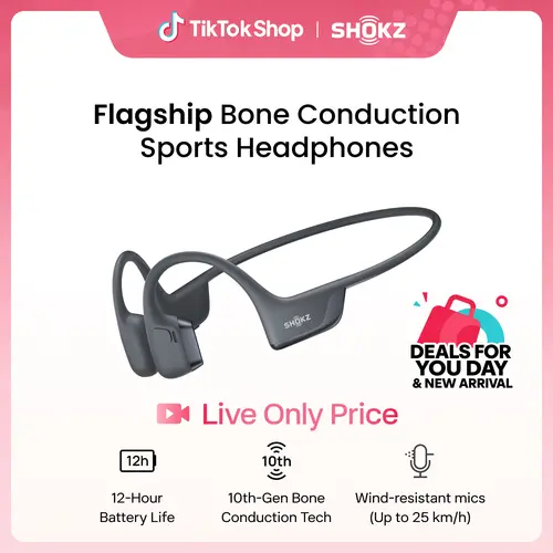 【Live only】SHOKZ OpenRun Pro 2 - Open-Ear, Bone Conduction Sport Headphones - Sweat Resistant, Workout Headphones with Deep Bass and Smart Mic